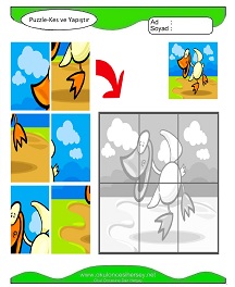 Puzzle Kes Yapıştır Çalışma Sayfaları